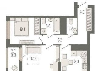 Продается двухкомнатная квартира, 47.4 м2, Екатеринбург, метро Геологическая