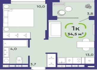 Продажа однокомнатной квартиры, 34.5 м2, Тюменская область