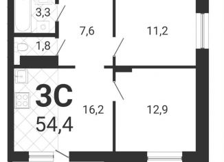 Продается 3-комнатная квартира, 54.4 м2, Новосибирск, улица Серафимовича, 12с