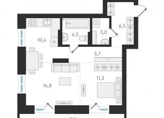 Продажа 2-ком. квартиры, 56.2 м2, Новосибирск, жилой комплекс Русское солнце, 2