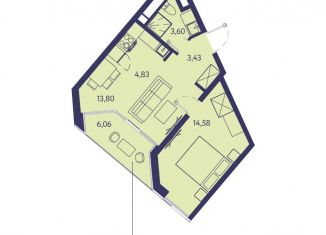 Продается 2-комнатная квартира, 46.3 м2, посёлок городского типа Ливадия