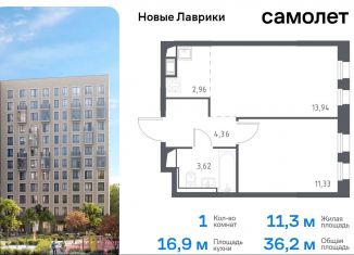 1-комнатная квартира на продажу, 36.2 м2, Мурино, жилой комплекс Новые Лаврики, 1.1