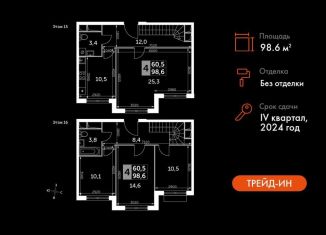 Продам 4-комнатную квартиру, 98.6 м2, Московская область, Римский проезд, 7