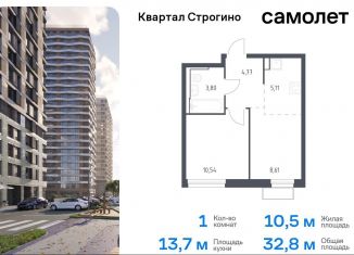 Продаю 1-ком. квартиру, 32.8 м2, Красногорск, жилой комплекс Квартал Строгино, к2