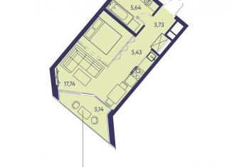 Продается однокомнатная квартира, 37.7 м2, посёлок городского типа Ливадия