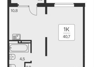 Однокомнатная квартира на продажу, 40.7 м2, Новосибирская область