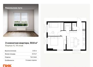 Продается 2-ком. квартира, 50.6 м2, Москва, станция Щербинка