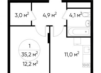 Продажа 1-комнатной квартиры, 35.2 м2, Москва, деревня Рассказовка, 1