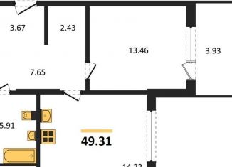 Продается однокомнатная квартира, 49.3 м2, Воронеж, Железнодорожный район, набережная Чуева, 7