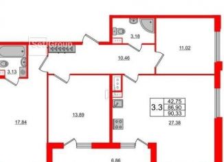 3-ком. квартира на продажу, 111 м2, Санкт-Петербург, Светлановский проспект, 14к1