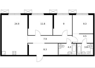 Продажа 3-комнатной квартиры, 83.6 м2, Москва, метро Бибирево