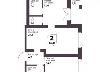 Продаю 2-комнатную квартиру, 65 м2, посёлок Терема