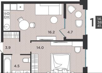 Продается 1-комнатная квартира, 41 м2, Архангельская область