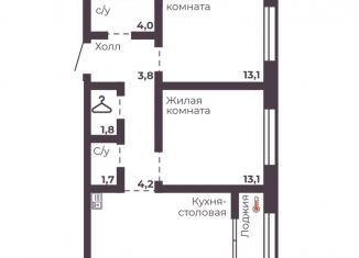 Продается двухкомнатная квартира, 59 м2, Челябинск, Тракторозаводский район