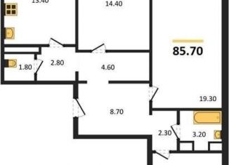 Продам 3-комнатную квартиру, 85.7 м2, село Ямное, улица Генерала Черткова, 2