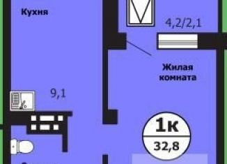 1-комнатная квартира на продажу, 32.9 м2, Красноярск, Свердловский район