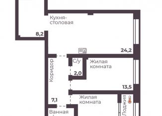 2-ком. квартира на продажу, 70.9 м2, Челябинск, Тракторозаводский район