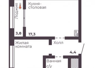 Продаю 1-ком. квартиру, 36.5 м2, Челябинск