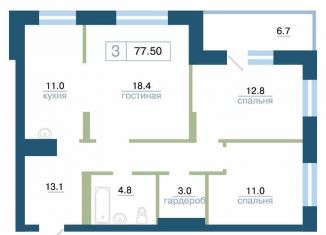 Продаю трехкомнатную квартиру, 77.5 м2, Красноярский край, улица Профсоюзов, 1