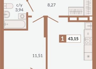 Продам 1-комнатную квартиру, 43.2 м2, Екатеринбург, метро Геологическая