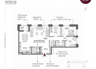 Продам четырехкомнатную квартиру, 121.9 м2, Новосибирск, Красный проспект, 220