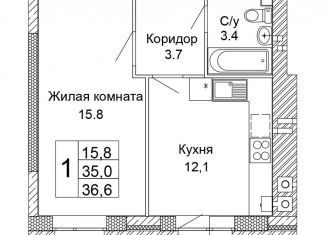 Продается 1-комнатная квартира, 36.6 м2, Волгоград, Кировский район, улица 70-летия Победы, 19А