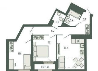 Продажа 2-комнатной квартиры, 63.2 м2, Екатеринбург, метро Ботаническая, площадь Жуковского, 8