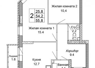 Продам 2-ком. квартиру, 55.8 м2, Волгоград, улица 70-летия Победы, 21