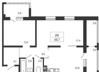 Продажа 2-ком. квартиры, 68.9 м2, Новосибирск, Кировский район