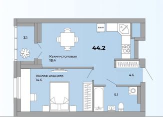 Продам однокомнатную квартиру, 44 м2, Екатеринбург, метро Проспект Космонавтов, Черниговский переулок, 12