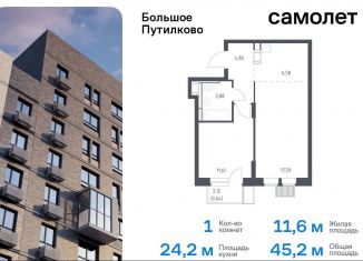 Продам 1-комнатную квартиру, 45.2 м2, Московская область