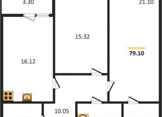 Продается двухкомнатная квартира, 75.3 м2, Воронеж, Московский проспект, 132, Центральный район