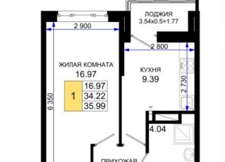 Продам 1-комнатную квартиру, 35.6 м2, Ростовская область, Элеваторный переулок, 6/3