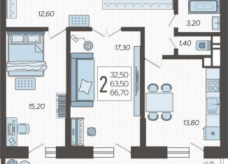 Продажа 2-ком. квартиры, 66.7 м2, Краснодар, Ярославская улица, 115лит4, Прикубанский округ