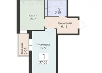 Однокомнатная квартира на продажу, 37 м2, Воронеж, улица 45-й Стрелковой Дивизии, 259/27