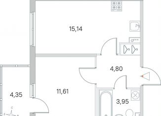 Продажа 1-комнатной квартиры, 36.8 м2, посёлок Стрельна