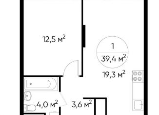 Продажа 1-ком. квартиры, 39.4 м2, Московский