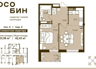 Продаю 2-комнатную квартиру, 42.4 м2, Брянск