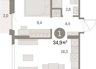 Продается 1-комнатная квартира, 34.9 м2, Свердловская область