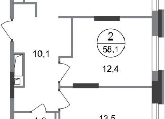 Продаю 2-ком. квартиру, 58.1 м2, Москва
