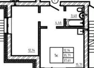 Продам 1-ком. квартиру, 37.6 м2, Новосибирская область, микрорайон Индустриальный, 25