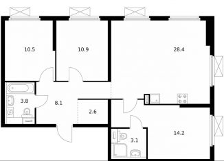 Продажа 3-ком. квартиры, 81.6 м2, Московская область