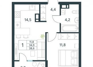 Продается 1-комнатная квартира, 38.6 м2, Забайкальский край, микрорайон Хороший, 15