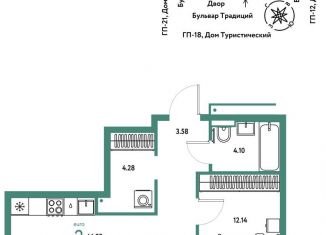 Продаю 2-ком. квартиру, 46.3 м2, Тюмень, Калининский округ