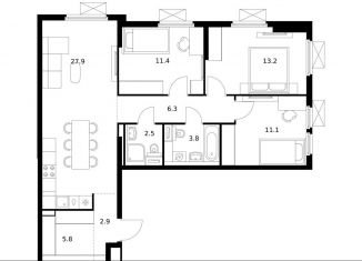 Продаю 3-ком. квартиру, 84.9 м2, Мытищи