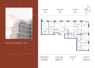 Пятикомнатная квартира на продажу, 228 м2, Москва, Большая Татарская улица, 35с20-21