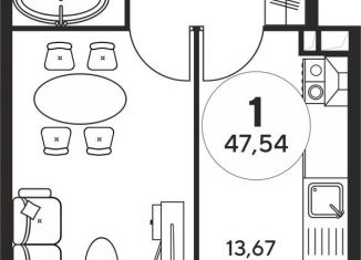 Продается однокомнатная квартира, 47.7 м2, Ростов-на-Дону, Пушкинская улица, 97