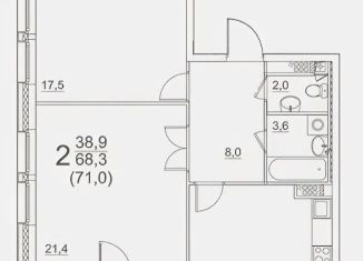 Двухкомнатная квартира на продажу, 71 м2, Москва, улица Эльдара Рязанова, 4