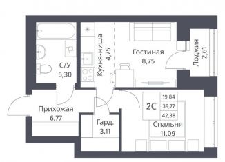 Продам 2-комнатную квартиру, 41.1 м2, Новосибирск, метро Заельцовская