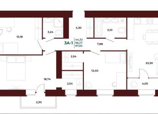 Продается 3-комнатная квартира, 97.7 м2, Пензенская область, проспект Строителей, 21Ак1